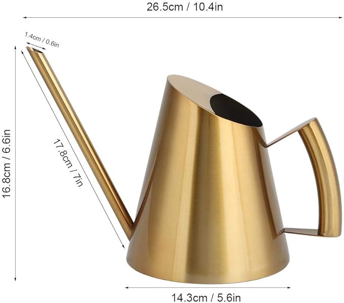 Fdit Stainless Steel Watering Can with Long Spout Steel Plant Waterer Watering Pot Sprinkle Pot Garden Flowers Plants Flower Tool(1500ml)