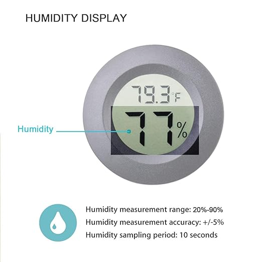 4-pack Mini Hygrometer Thermometer Fahrenheit Indoor Room Round Humidity Temperature Gauge for 3D Printer Home Jars Reptile Incubator Guitar Case