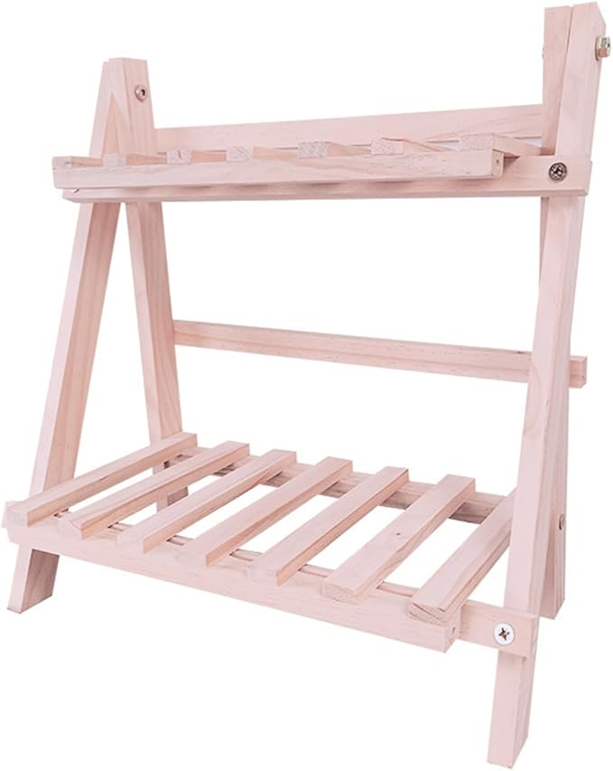 2 Tiers Plant Stand Bamboo, Tabletop Bamboo Succulent Plant Stand for Window Sill Plant Shelf, Rack Flower, Pot Holder, Desk Tiered Succulent Pot Holder(Pink)