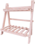 2 Tiers Plant Stand Bamboo, Tabletop Bamboo Succulent Plant Stand for Window Sill Plant Shelf, Rack Flower, Pot Holder, Desk Tiered Succulent Pot Holder(Pink)