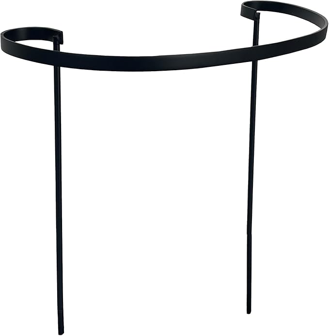 Décor Wow Garden Ornament Metal Half Round Plant Support Stake, 21” Wide x 37” Tall, Black