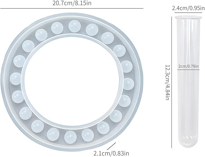 Round Vase Resin Mold Silicone for Plant Propagation Station with 6 Acrylic Test Tubes, Epoxy Resin Casting Mold for Hydroponic Flowers, Home Office Decor, DIY Craft Gift (C)