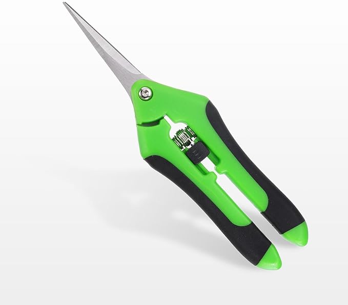 HARFINGTON Pruning Shears 6.5" Stainless Steel Gardening Hand Scissors with Straight Precision Blades & Lock Garden Clippers for Cutting Flowers Trimming Plants, Green