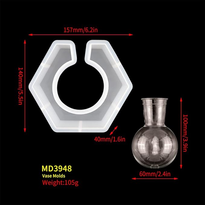 Silicone Resin Mold for Plant Propagation Station,Hexagon Planter Epoxy Mold for Hydroponic, with Plastic Bottle for Home Garden Wedding Desk Decoration