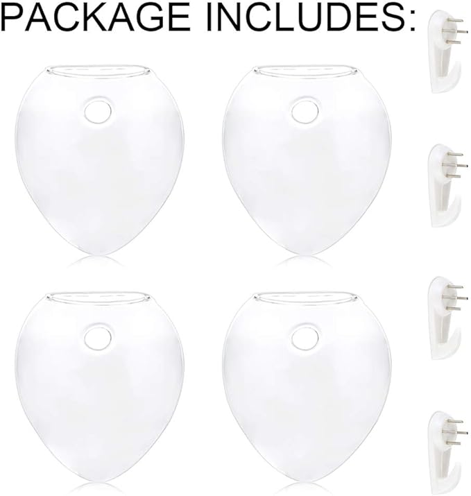 NUPTIO Hanging Planter Wall Terrarium: Glass Plant Holder 4 PCS Water Planting Vases Succulents Container Hydroponics Pots Clear Propagation Station Airplant Display for Office Home Living Room Gifts