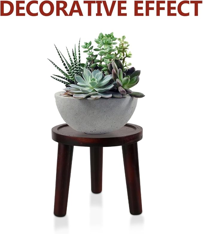 HANABASS Round Wooden Stool for Plant Stand, Potted Decor, Garden tool, Bonsai Display Rack or Home Shelf | Solid Wood Step Stool, Garden & Table Accent in Brown, 5.9 Inches