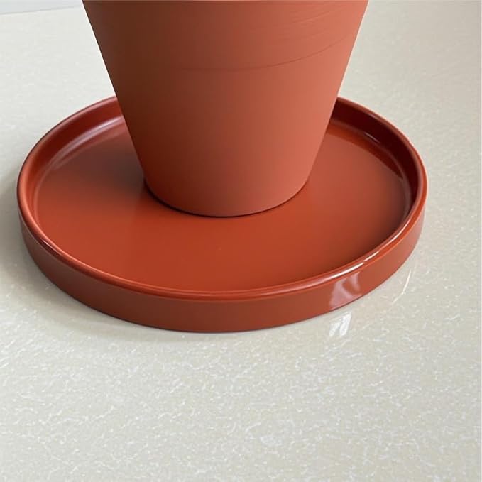 Yukfona Ceramic Plant Saucer Pot Tray 12.5 Inch, Planter Saucers 6 7 8 9 10 11 12 15 Inch, Durable Sturdy Flower Drainage drip Water Tray for Glazed Pots Base (12.5 Inch- Red Terracotta)