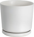Ekirlin 7 inch Plant Pots,Ceramic Flower Planters Indoor,Modern Succulents Containers with Drain Hole Saucer,Decorate Home,Office & Outdoor (White)
