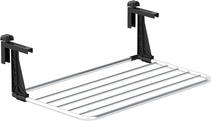 Tangkula Portable Clothes Drying Rack, Extendable Radiator Clothes Airer with Robust Aluminum Frame for Balcony Railings Windowsill, Folding Towel Rack for Indoor & Outdoor Use (Small)