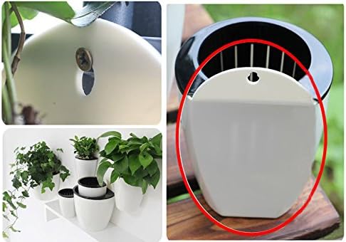 5 pack Lazy flower pots Water hanging plants Pot/Self Watering Planter,Succulent plants and small flower pots Plants Pots Indoor out Wall Hang Flowerpot Window Boxes With 5 hooks Silver (white)