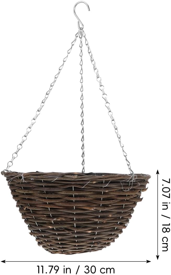 Hemoton Rattan Hanging Basket for Plants Seagrass Hanging Planters Indoor Outdoor Plant Flower Pots Woven Straw Planter Ceiling Flower Pots for Garden Home Decoration 2pcs