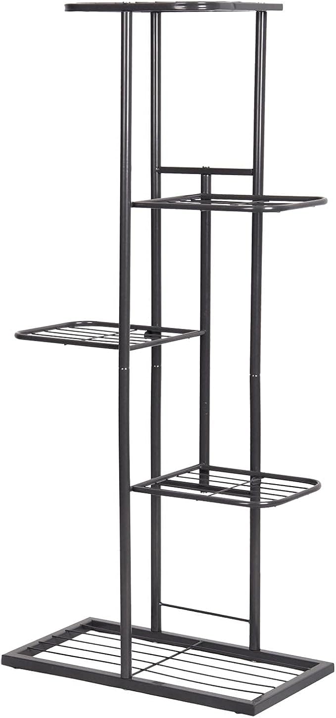 MTB Garden 5 Tier Metal Plant Stand for Indoor Outdoor Flower Pot Display Planter Shelf, Charcoal Grey