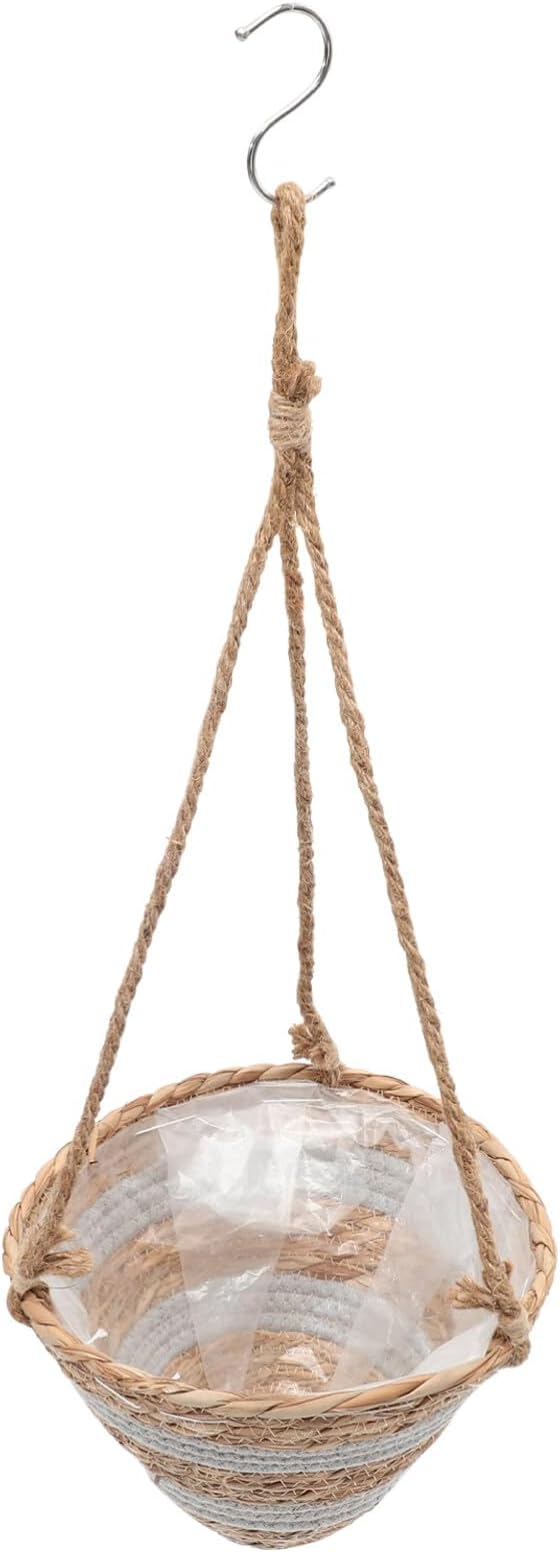 Yardwe Hanging Flower Pot Flower Pots Seagrass Hanging Planter Basket Rattan Planter Plant Orchid Flower Pot for Balcony Container Seagrass Round Planter Pots Decor Orchid Pot