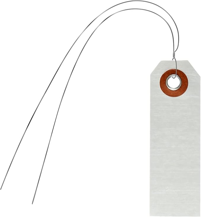 SmartSign (Pack of 100) 3.125 x 1 inch Write-on Indentable Blank Two-Sided Marking Tags with Pre-Attached Wires, Dead-Soft Aluminum, Silver