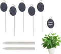 Slate Plant Labels Garden Markers Signs Labels with Stainless Steel Stake & Marker Pen Waterproof Slate Plant Labels for Flowers, Herbs, Potted Plants, Seed (Round, 5PCS)