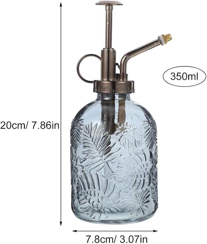 Yardwe Vintage Glass Plant Mister Spray Bottle, 350ml Indoor Watering can with Antique Bronze Pump, Small Garden Sprayer for Houseplants, Succulents, and Flowers (Copper)