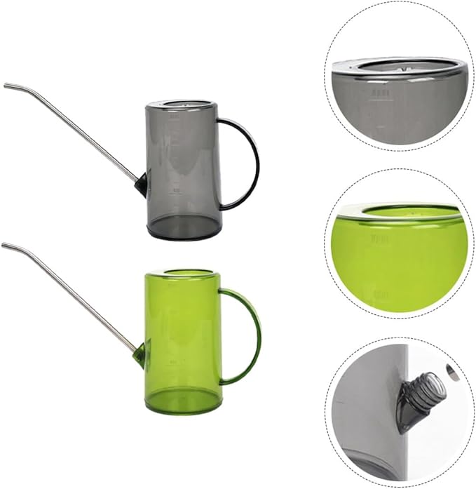 Beaupretty 2pcs 1000ml Long Spout Watering Cans 304 Stainless Steel Watering Kettles with Measurement Markings for Indoor Succulent and Garden Plant Care