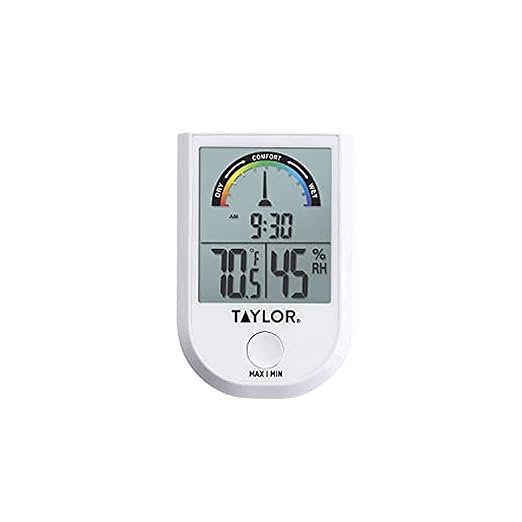 Taylor Digital Wireless Indoor Comfort Level Thermometer and Hygrometer, Easy-to-Read Display for Home, Office, Greenhouse, Nursery, and Indoor Areas, White
