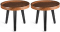 KGPLOME Indoor Plant Stand,Wood Mid Century Plant Table in Walnut Finish,Tall Plant Stand for Flower Pot,Modern Round Small Side End Table with Raised Design (Walnut, 12"x10.8" 2 Pack)