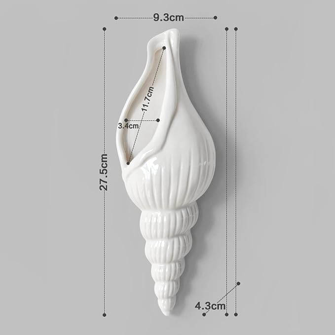 Ceramic Hanging Planter Wall Planter Modern Flower Plant Pots Seashell Conch Flower Vase Home Decor Living Room Background Wall Decorated Plants Planter Hanging Planters (A)