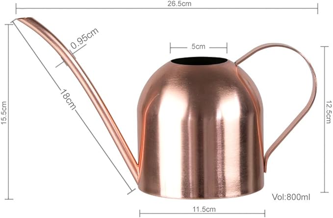 Stainless Steel Watering Can for Indoor Plants – Long Spout, Gentle & Even Watering, Precision Plant Water Can, Rose Gold 30 oz | E.Palace