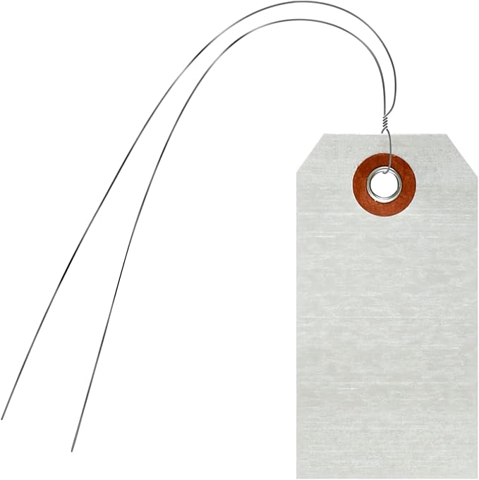 SmartSign Debossable Dead-Soft Aluminum Indentable Blank Write-On Marking Tags | 1.625" x 3.125", Pack of 100 Pre-Wired Tags