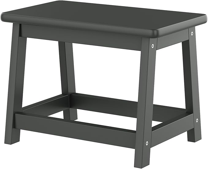 Wooden Step Stool, Foot Stool, Shoe Bench, Small Side End Table, Small Sofa Foot Stool for Bathroom Living Room Bedroom Kitchen Entryway Modern Sturdy 16.5x11x11.8inchs (Black)