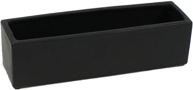 WGVI Long Rectangle Ceramic Planter Vase in Black 14" x 4" x 4"H, Rectangular Box Block Terrarium Pot, Flower Arrangement, Tabletop Centerpiece, Home Decor Organization Storage Container, 4 Pcs.