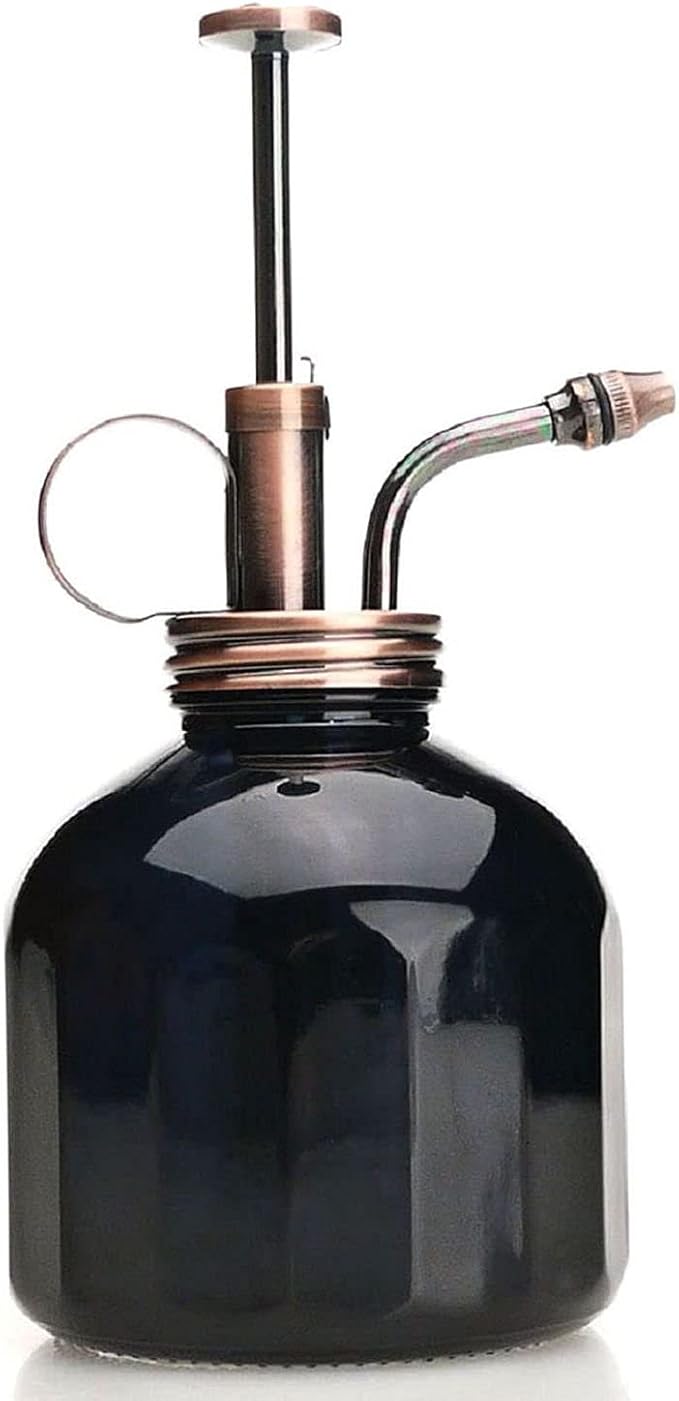 Plant Mister- Black Glass Bottle & Brass Sprayer (Antique Copper)
