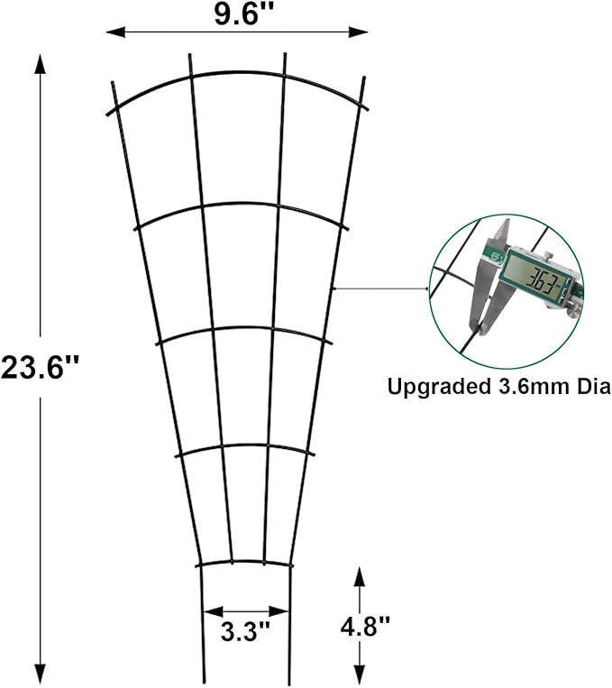 Mklsit 4 Pack 23'' Plant Trellis for Potted Climbing Plants Indoor, Outdoor Metal Garden Trellis for Climbing Plants Houseplants Flowers Vine Ivy, Fan Shape, Black