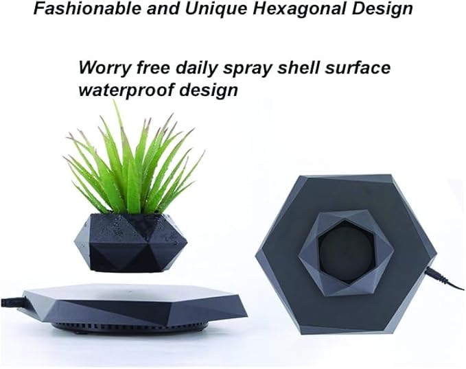 Levitating Plant Pot, Magnetic Levitation Flower Pot Rotating Planters Suspension Floating Plant Succulents Potted for Home Living Room Office Desk Decoration (Black)