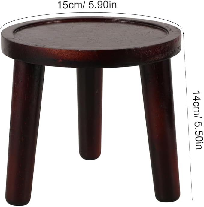 HANABASS Round Wooden Stool for Plant Stand, Potted Decor, Garden tool, Bonsai Display Rack or Home Shelf | Solid Wood Step Stool, Garden & Table Accent in Brown, 5.9 Inches