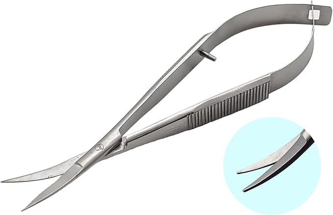 ARTMAN INSTRUMENTS Micro Scissors 4.5” Curved – Spring Action Precision Squeeze Scissors for Embroidery, Sewing, Crafts, Eyebrow Trimming & Stitch Cutting