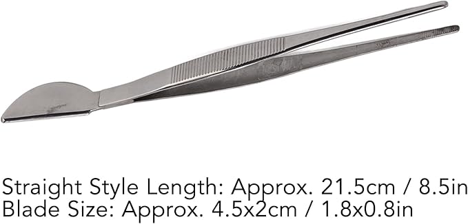 TOPINCN Bonsai Tweezers, Stainless Steel Long Plant Tweezers with Moon Spatula Head, Home Garden Potted Loosening Soil Plan Grass (Straight)