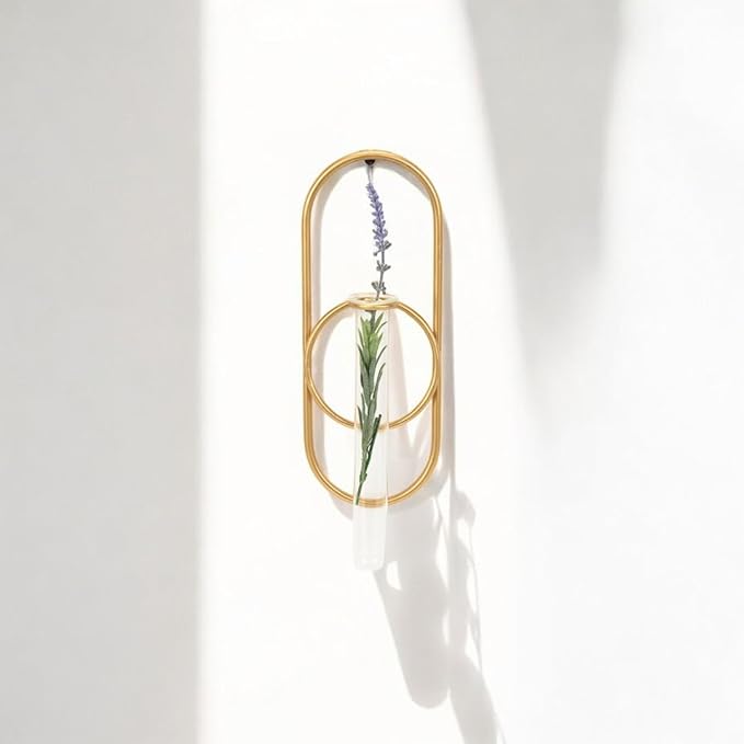 Sephra 10.25" Oval Wall Hanging Planter - Indoor Plant Propagation Station and Flower Vase - Modern Gold Finish for Living Room or Home Office Decor - by Cheungs