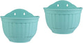 POPETPOP 2Pcs Imitation Rattan Wall Hanging Planter - Semicircle Wall Hanging Flower Pot with Drainage for Outdoor Plants, Wall Mount Planter for Balcony Fence Garden