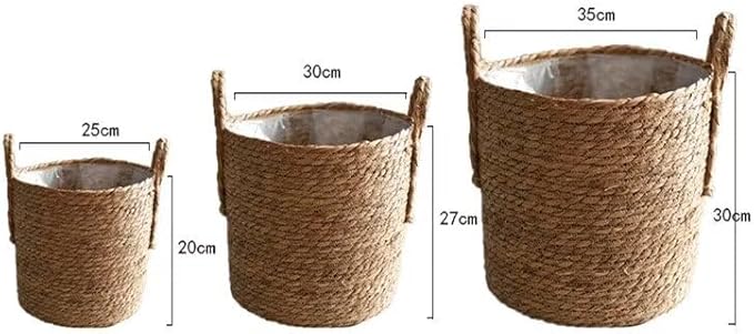 Kerio Seagrass Planter Basket Straw Plant Basket Woven Flower Plant Pot Plant Containers with Plastic Liner for Indoor Plants Laundry Room 13.8Inch