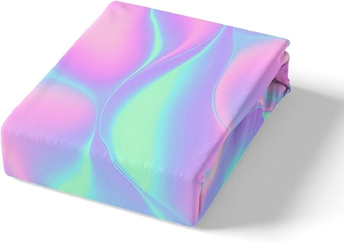 Feelyou Kid’s Bed Sheet Set Girls Chic Bright Colorful Abstract Soft Twin Bedding Set, 1 Flat Sheet,1 Deep Pocket Fitted Sheet, and 1 Pillow Case, Super Soft Easy Care, Teens Women Bedroom Decor