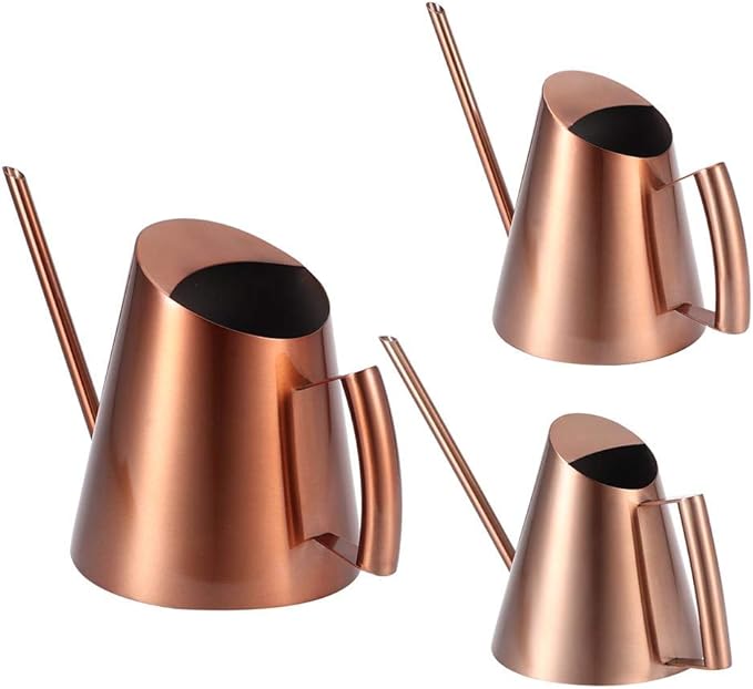 Household Bonsai Stainless Steel Watering Can, Mini Brushed Indoor House Plants Long Spout Watering Can Modern Watering Pot, Rose Gold(L)