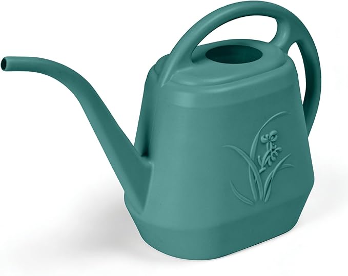 Plastic Watering Can - for Indoor and Outdoor Home Garden Plants - with Long Spout - Green - 1/2 Gallon