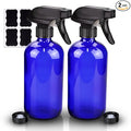 Wedama Glass Spray Bottle, 2 Pack Blue 16 oz Glass Spray Bottles for Cleaning Solutions and Essential Oils, Refillable Empty Spray Bottle with Adjustable Nozzles for Alcohol, Plant and Hair Care
