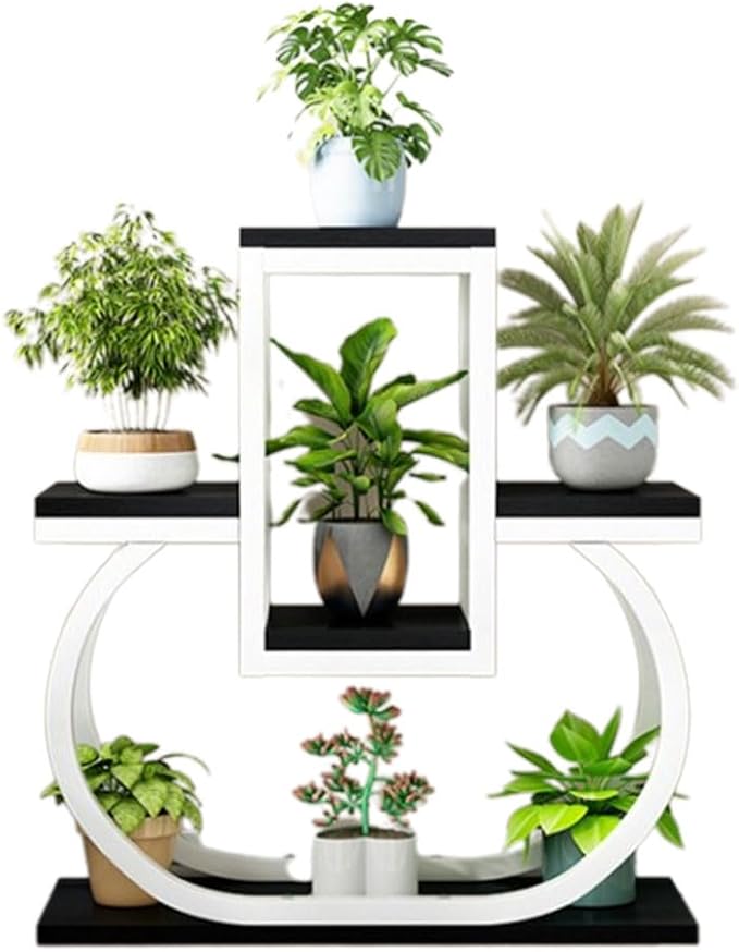 4 Tier Plant Stand Indoor, Multi Layered Iron Flower Pot Racks for Plants Multiple, Large Metal Tall Curved Oval Plant Shelf, Multiple Organizer for Garden Patio Lawn Balcony Office