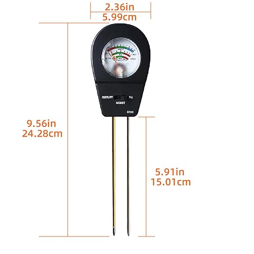 3-in-1 Soil Moisture Meter pH & Fertility Tester, No Battery Needed Plant Soil Test Kit for Houseplants, Garden, Lawn & Farm, Plug-and-Read Soil Acidity Meter for Indoor Outdoor Potted Plants (Black)