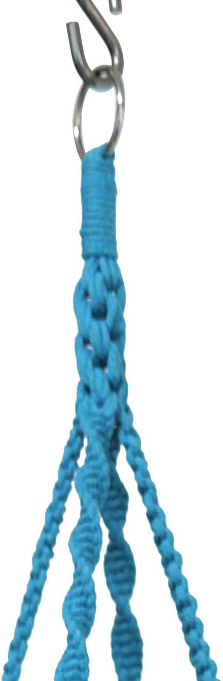 Macrame Plant Hanger & Holder, Hanging Planter 4 Legs Double Deck for 8 inch to 10 inch Two Pots Indoor Outdoor Hanging Planter Cotton Rope 67 Inch with Metal Ring (Cotton-Turquoise)