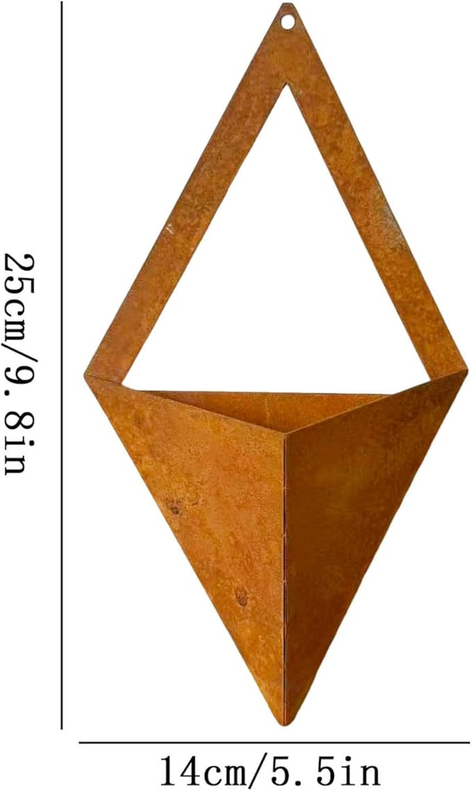 Geometric Wall Vase | Metal Hanging Planter, Vertically Mounted Container | Elegant House, Garden, Flowers, Plants, Window, Door, Patio, Balcony, Patio