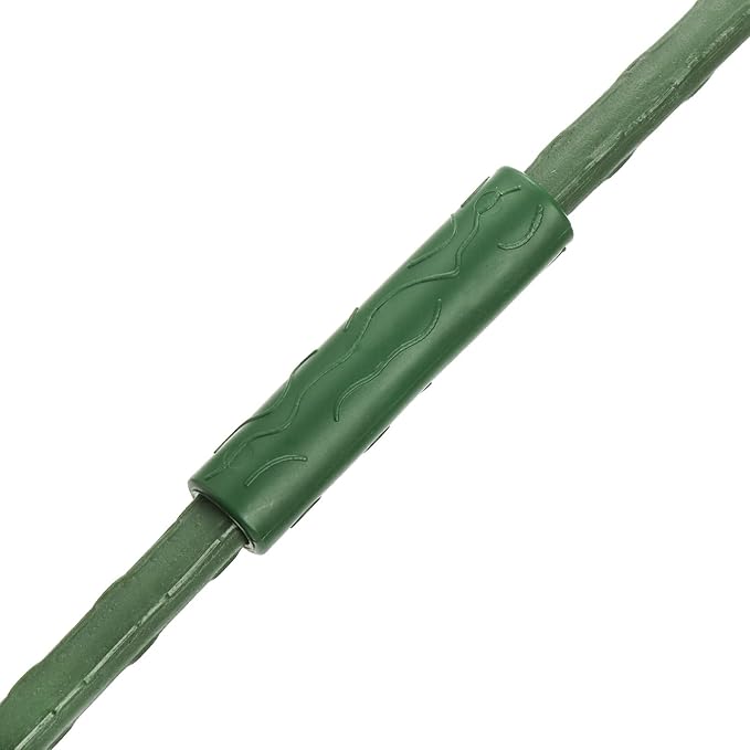 Frcctre 50 Pack 16 Inches Garden Stakes with 25 Connectors, Connectable Plant Support Stakes Plastic Coated Metal Tomato Sticks Plant Climbing Support for Tomatoes, Cucumber, Beans, Potted Plants