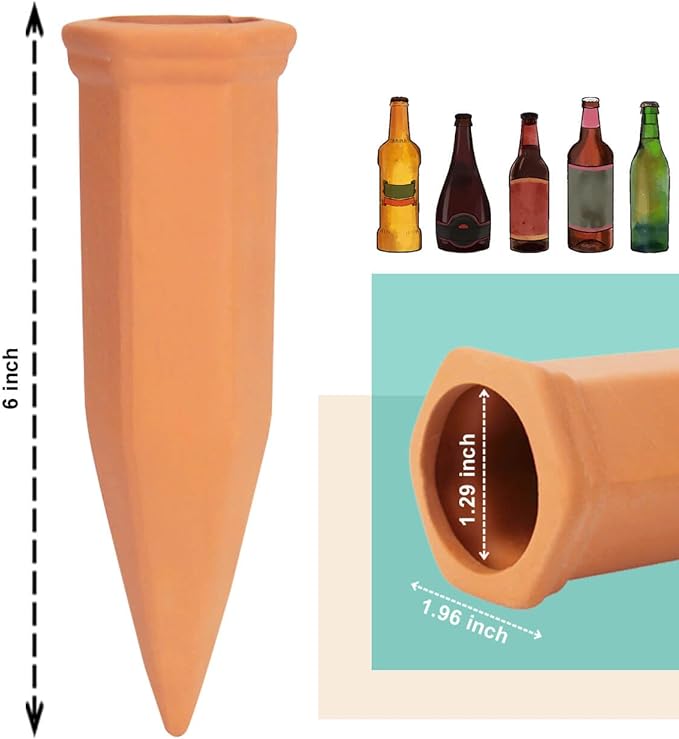 vensovo 10pcs Terracotta Watering Spikes - Automatic Self Watering Stakes, Plant Watering Devices for Wine Bottles Recycled Bottles, Clay Plant Garden Waterers