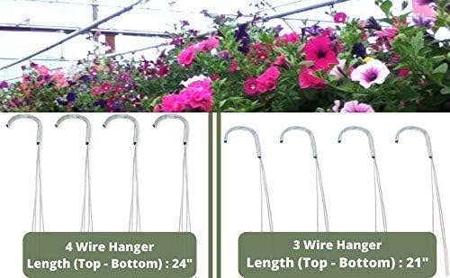4 Pack 24" 4 Wire Steel Hook Hanger, Gardening Indoor Outdoor Patio Hanging Basket Use (4Pack 24" - 4 Wire)