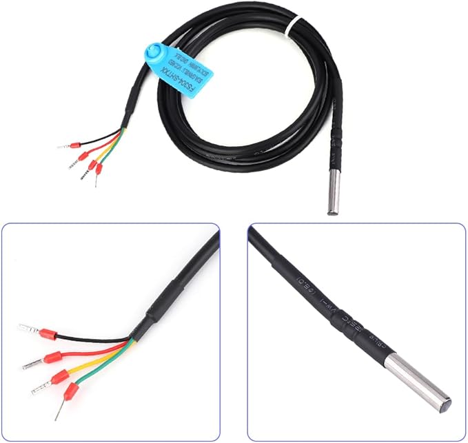 Temperature Humidity Sensor, I2C Interface FS304 SHT30 FS304 SHT31 FS304 SHT35 Waterproof Digital Thermal Soil Probe Module Stainless Steel Room Thermometer Hygrometer with Extension Cable(SHT31)