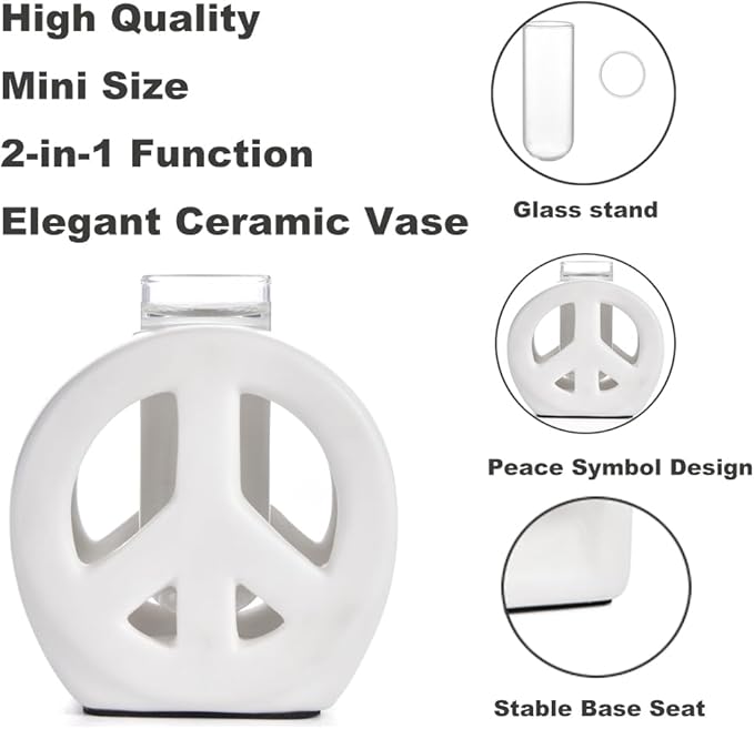 Propagation Vase, 2-in-1 Small Flower Vase and Aromatherapy Diffuser, Handcrafted Ceramic with Clear Glass Root Observation Tubes, Modern Desktop Centerpiece for Plant Lovers